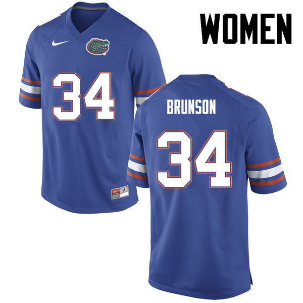 Florida Gators Women #34 Lacedrick Brunson College Football Blue